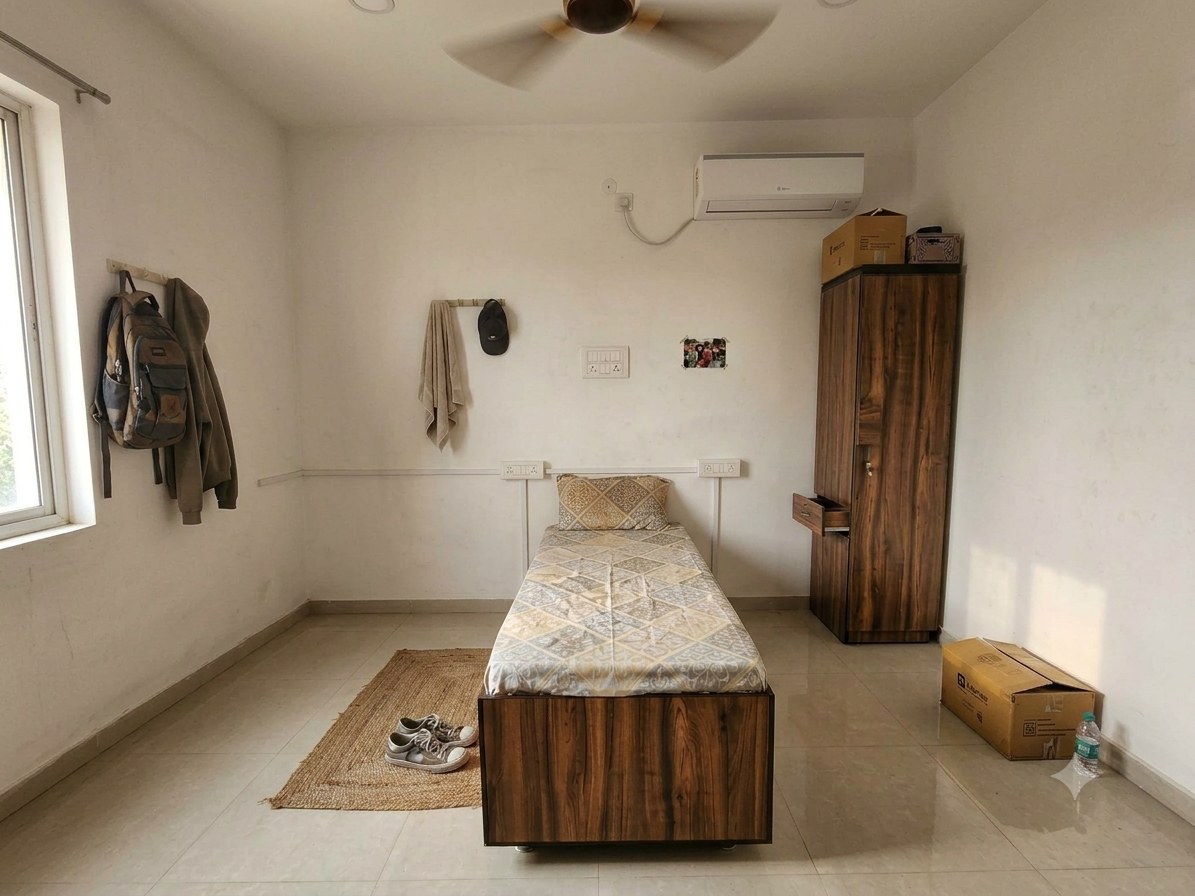 Representative image of a single room at Shivam PG Bopal